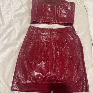 Elegant Red Skirt Set